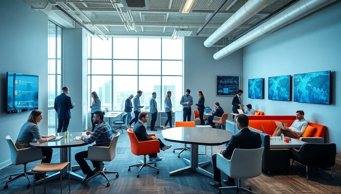 diverse team in a bright, modern office space.